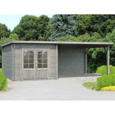 PALMAKO Ella Gartenhaus - 6,9+10,0 m² - Holz, Grau, Flachdach PALMAKO Ella Gartenhaus - 6,9+10,0 m² - Holz, Grau, Flachdach