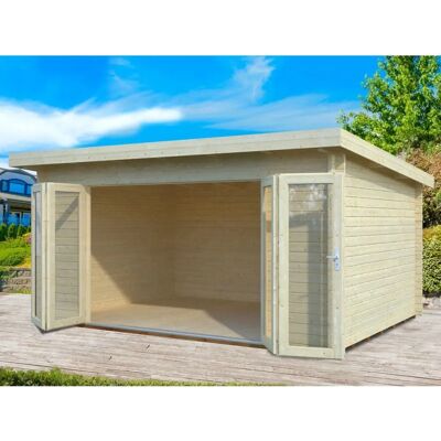 PALMAKO Lea Gartenhaus - 14,2 m², Braun, Flachdach - Gartenhaus PALMAKO Lea Gartenhaus - 14,2 m², Braun, Flachdach - Gartenhaus