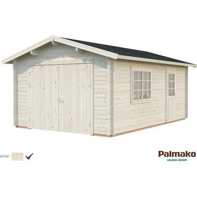 PALMAKO Garage Roger - 44mm, 19m², transparent, mit Holztor PALMAKO Garage Roger - 44mm, 19m², transparent, mit Holztor