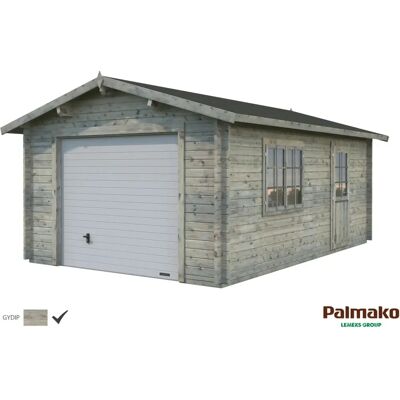PALMAKO Blockbohlen-Garage - grau - 360x550 cm - Garage PALMAKO Blockbohlen-Garage - grau - 360x550 cm - Garage