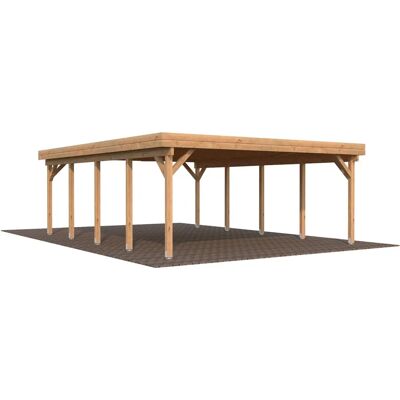 PALMAKO Karl Carport - 2 Autos, Flachdach, Nordische Fichte, 40,6m² PALMAKO Karl Carport - 2 Autos, Flachdach, Nordische Fichte, 40,6m²