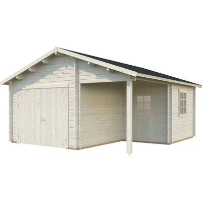 Palmako Roger 5.1m x 5.5m Log Cabin Garage - Double Doors Palmako Roger 5.1m x 5.5m Log Cabin Garage - Double Doors
