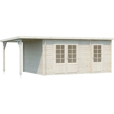 PALMAKO Ella Gartenhaus - Gartenhaus, Beige, 13,1+3,9 m², Holz, Ohne Fußboden, Ohne Dacheindeckung PALMAKO Ella Gartenhaus - Gartenhaus, Beige, 13,1+3,9 m², Holz, Ohne Fußboden, Ohne Dacheindeckung
