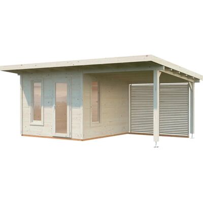 Palmako Grace 6m x 3.9m Log Cabin with Gazebo - Log Cabin Palmako Grace 6m x 3.9m Log Cabin with Gazebo - Log Cabin