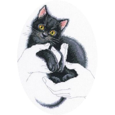 ART - Zestaw do haftu krzyżykowego - Kociątko w dłoni - Cross-stitch kit - 16 colors - 64 count Aida ART - Zestaw do haftu krzyżykowego - Kociątko w dłoni - Cross-stitch kit - 16 colors - 64 count Aida