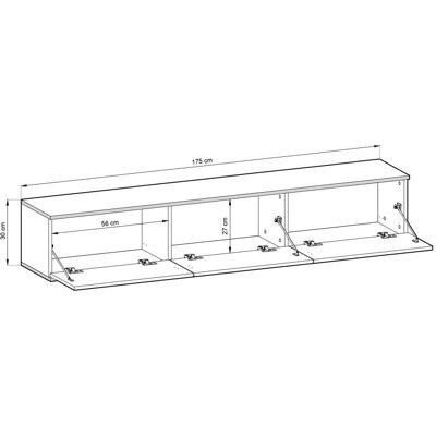 Soporte de TV AKL - 175x32x30cm - Oro y Crema - Mueble para TV Soporte de TV AKL - 175x32x30cm - Oro y Crema - Mueble para TV