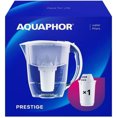 Pichet filtrant d'eau Aquaphor Prestige - 2.8L - Compatible frigo - Réduit contaminants - Publicité Pichet filtrant d'eau Aquaphor Prestige - 2.8L - Compatible frigo - Réduit contaminants - Publicité