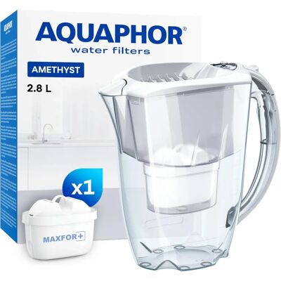 Aquaphor Amethyst Wasserfilter-Kanne - 2,8L, Weiß, Modell Maxfor+ B25 Aquaphor Amethyst Wasserfilter-Kanne - 2,8L, Weiß, Modell Maxfor+ B25