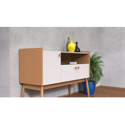 WOODMAN Blanc/Eiche Buffet Scandinave - Meuble - Publicité WOODMAN Blanc/Eiche Buffet Scandinave - Meuble - Publicité