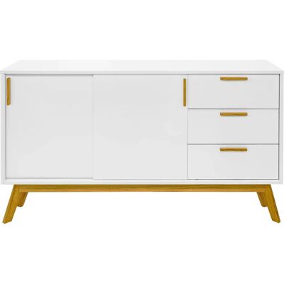 Buffet Tarika WOODMAN - Style scandinave, Blanc/Eichefarben, 149cm - Publicité Buffet Tarika WOODMAN - Style scandinave, Blanc/Eichefarben, 149cm - Publicité
