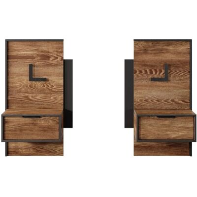 AKL Muebles Mesita de Noche - Efecto Madera Marrón y Negro - 40x102x49cm AKL Muebles Mesita de Noche - Efecto Madera Marrón y Negro - 40x102x49cm