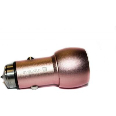 Chargeur de voiture Evelatus ECC01 Rose - 2USB, 3.1A, Outil de secours en acier - Publicité Chargeur de voiture Evelatus ECC01 Rose - 2USB, 3.1A, Outil de secours en acier - Publicité