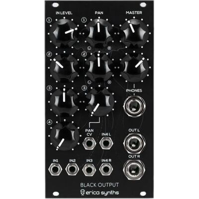 Modulo di Uscita Erica Synths Black v2 - Stereo Panner - Modulo Eurorack di Alta Qualità Modulo di Uscita Erica Synths Black v2 - Stereo Panner - Modulo Eurorack di Alta Qualità