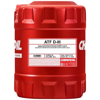 CHEMPIOIL ATF D-III CH8902-20 Red Automatic Transmission Oil CHEMPIOIL ATF D-III CH8902-20 Red Automatic Transmission Oil
