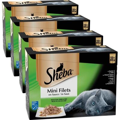 Nourriture pour Chats Sheba - 4 Variétés en Sauce - 85g Nourriture pour Chats Sheba - 4 Variétés en Sauce - 85g