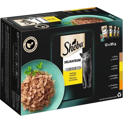 Nourriture pour chat Sheba - Assortiment en sauce et gelée - 85g pochettes Nourriture pour chat Sheba - Assortiment en sauce et gelée - 85g pochettes