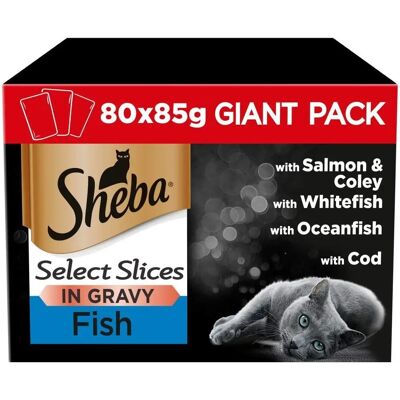 Sheba Cat Food Pouches - Fish Collection in Gravy - 80x85g Sheba Cat Food Pouches - Fish Collection in Gravy - 80x85g