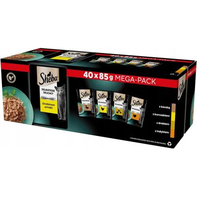 Sheba Nourriture humide de volaille de haute qualité - 40x85g - Publicité Sheba Nourriture humide de volaille de haute qualité - 40x85g - Publicité