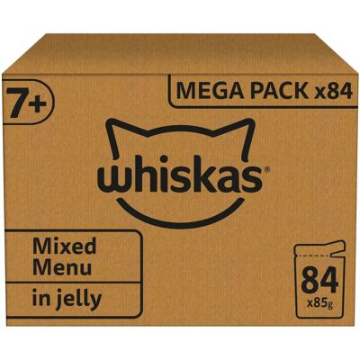 Whiskas Senior Kattsmat - Blandad urval i gelé 84x85g påsar Whiskas Senior Kattsmat - Blandad urval i gelé 84x85g påsar