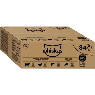 Whiskas Blandet Meny i Gelé Nötkött, Kyckling, Lax, Tonfisk 84x85g Whiskas Blandet Meny i Gelé Nötkött, Kyckling, Lax, Tonfisk 84x85g