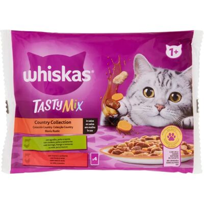 Whiskas Tasty Mix Coleção Rural Carne em Molho Comida Úmida para Gatos - 4x85g Whiskas Tasty Mix Coleção Rural Carne em Molho Comida Úmida para Gatos - 4x85g