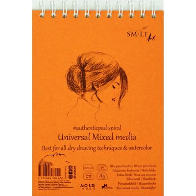 SM-LT Spiralritning - Blandade medier - A5 - 40 ark - 200gsm SM-LT Spiralritning - Blandade medier - A5 - 40 ark - 200gsm