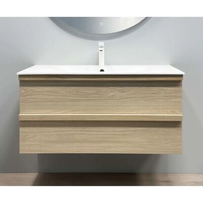 WELLTIME Pure Hellolicht Eiche Wandmontiertes Waschbeckenunterschrank-Set WELLTIME Pure Hellolicht Eiche Wandmontiertes Waschbeckenunterschrank-Set