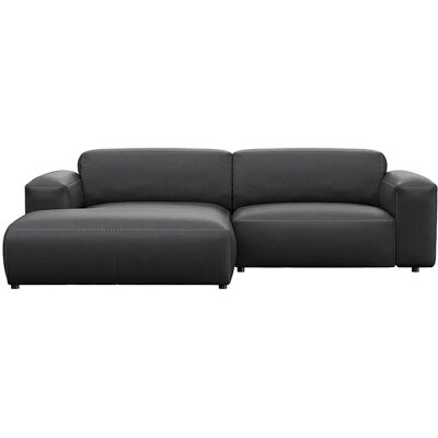 FLEXLUX Lucera - Stilvolles Schwarzes Leder Loungesofa - Sofa FLEXLUX Lucera - Stilvolles Schwarzes Leder Loungesofa - Sofa