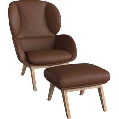 FLEXLUX Adria Sessel - Echtleder, Braun, Holzfuß - Armchair FLEXLUX Adria Sessel - Echtleder, Braun, Holzfuß - Armchair