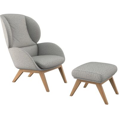 FLEXLUX Adria Fußhocker - Hocker, Chenille, Grau, Holzfüße FLEXLUX Adria Fußhocker - Hocker, Chenille, Grau, Holzfüße