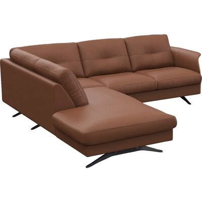 FLEXLUX Glow Ecksofa - Echtleder, Walnuss, Modern FLEXLUX Glow Ecksofa - Echtleder, Walnuss, Modern
