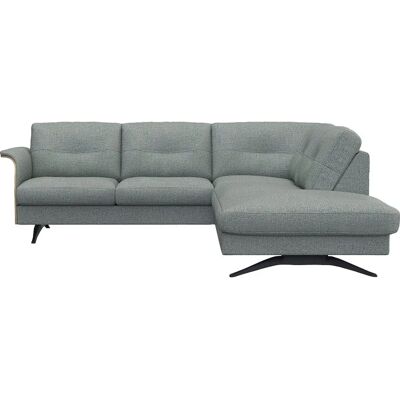 FLEXLUX Glow Sofa - Himmelblau, L-Form, mit Eichenarmlehnen FLEXLUX Glow Sofa - Himmelblau, L-Form, mit Eichenarmlehnen