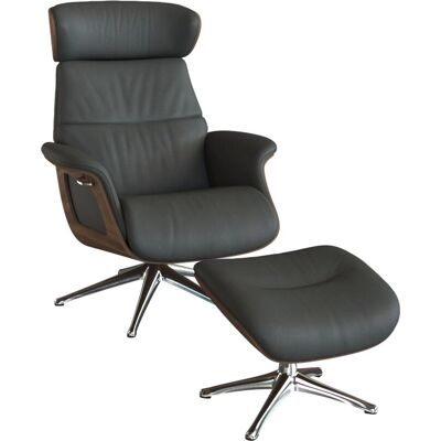 FLEXLUX Clement Relaxsessel - Leder, Grau, Verstellbare Kopfstütze FLEXLUX Clement Relaxsessel - Leder, Grau, Verstellbare Kopfstütze