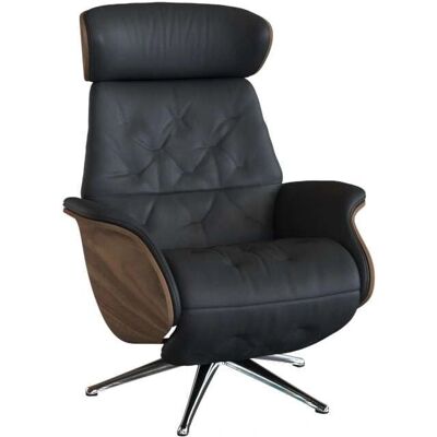 FLEXLUX - Volden - Tiefschwarz - Walnuss-Armlehnen - Recliner FLEXLUX - Volden - Tiefschwarz - Walnuss-Armlehnen - Recliner