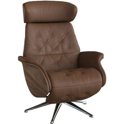 FLEXLUX - Volden - Cognacbraun Leder - Walnuss Füße - Relaxsessel FLEXLUX - Volden - Cognacbraun Leder - Walnuss Füße - Relaxsessel
