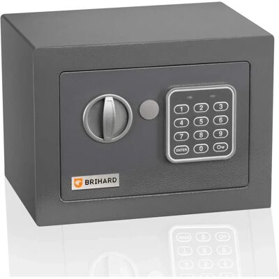 BRIHARD Sejf - 5,7L - Ciemnoszary - Elektroniczny zamek BRIHARD Sejf - 5,7L - Ciemnoszary - Elektroniczny zamek