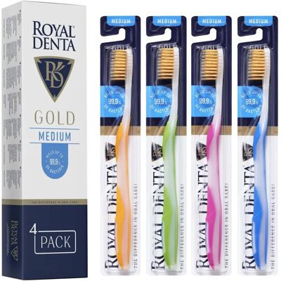 Royal Denta Gold Ensemble de 4 Brosses à Dents - Soins Dentaires - Publicité Royal Denta Gold Ensemble de 4 Brosses à Dents - Soins Dentaires - Publicité