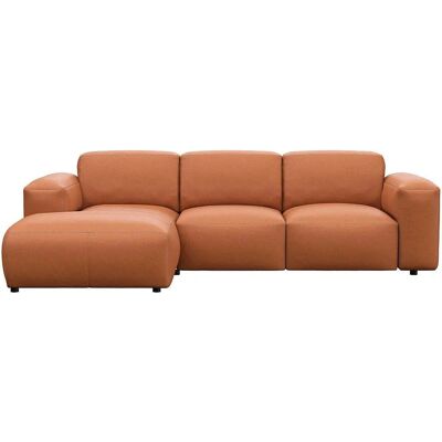 FLEXLUX Lucera - Modern Cognac Braun Sofa mit Chaiselongue - Sofa FLEXLUX Lucera - Modern Cognac Braun Sofa mit Chaiselongue - Sofa