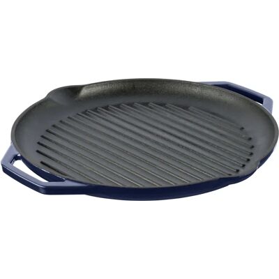 Grandfeu Sartén de hierro fundido esmaltado azul - Parrilla y fritura Grandfeu Sartén de hierro fundido esmaltado azul - Parrilla y fritura