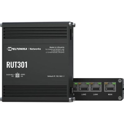 Teltonika RUT301 Teollinen Ethernet-reititin - 5 porttia, alumiini, IP30 Teltonika RUT301 Teollinen Ethernet-reititin - 5 porttia, alumiini, IP30