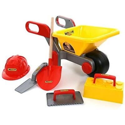 Polesie Kinder-Schubkarren-Set - Baustellenset 6-tlg mit Helm Polesie Kinder-Schubkarren-Set - Baustellenset 6-tlg mit Helm