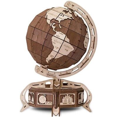 Eco-Wood-Art Modèle en Bois 3D - Globe Terrestre - Beige - Publicité Eco-Wood-Art Modèle en Bois 3D - Globe Terrestre - Beige - Publicité