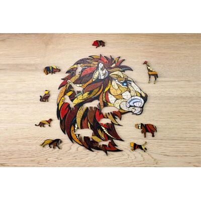 Eco-Wood-Art Puzzle en Bois Coloré - Lion - 28 x 31 cm - Puzzle - Publicité Eco-Wood-Art Puzzle en Bois Coloré - Lion - 28 x 31 cm - Puzzle - Publicité