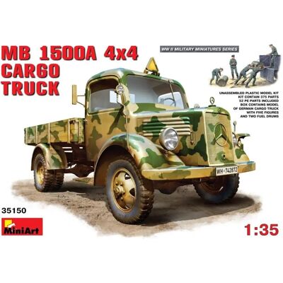Miniart MB1500A 4x4 Cargolastwagen Bausatz - Militär 1/35 Miniart MB1500A 4x4 Cargolastwagen Bausatz - Militär 1/35