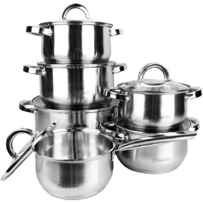Maestro MR-2120 Edelstahl- und Aluminium-Kochgeschirrset - 12 Teile Maestro MR-2120 Edelstahl- und Aluminium-Kochgeschirrset - 12 Teile