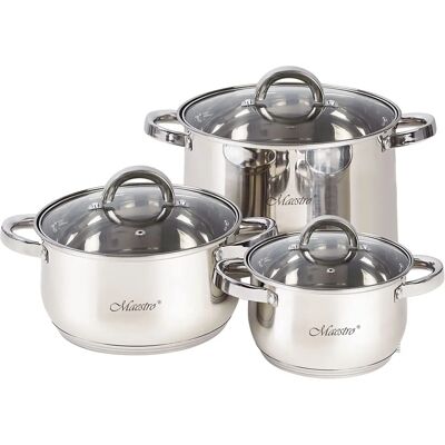 Maestro MR-2120-6L Edelstahl Kochgeschirr-Set - Induktion Kompatibel Maestro MR-2120-6L Edelstahl Kochgeschirr-Set - Induktion Kompatibel