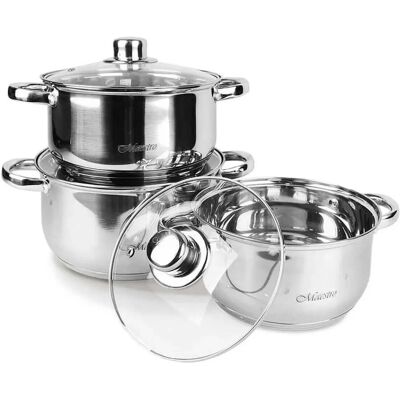 Maestro MR-2020-6M Edelstahl Kochgeschirr-Set - Induktion, Spülmaschinenfest Maestro MR-2020-6M Edelstahl Kochgeschirr-Set - Induktion, Spülmaschinenfest