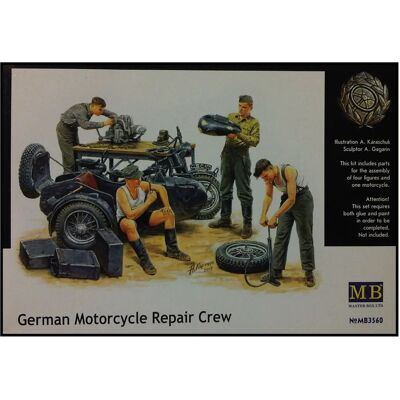 Figurines de l'équipe de réparation de moto allemande 1/35 - Master Box - Publicité Figurines de l'équipe de réparation de moto allemande 1/35 - Master Box - Publicité