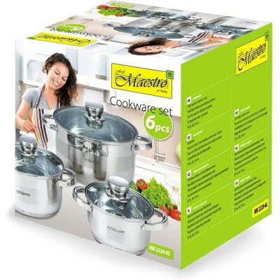 Maestro MR-2220-6L Edelstahl Kochtopfset, 6 Stück Maestro MR-2220-6L Edelstahl Kochtopfset, 6 Stück
