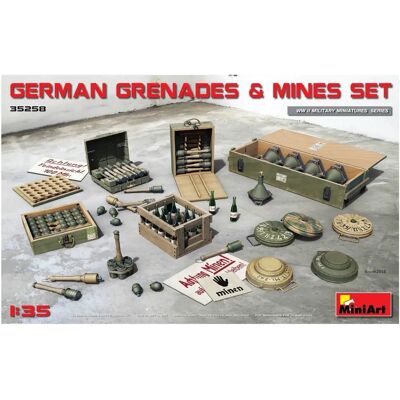 Miniart 1:35 Deutsches Granaten & Minen Set - Unlackiertes Zubehör Miniart 1:35 Deutsches Granaten & Minen Set - Unlackiertes Zubehör